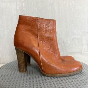Madewell 1937 Footwear Booties Womens 7.5 Cognac Leather Ankle Zip Heeled Boots